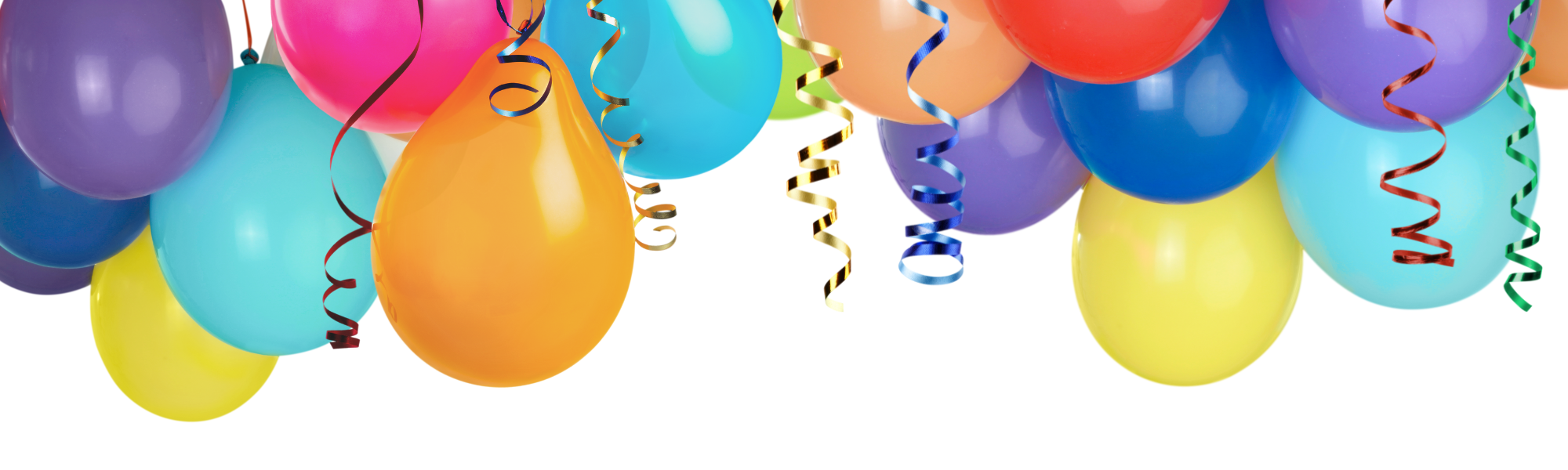 colorful balloons with streamers